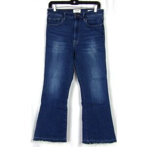 FRAME Le Crop Flare High Rise Frayed Hem Denim Jeans Women's 28